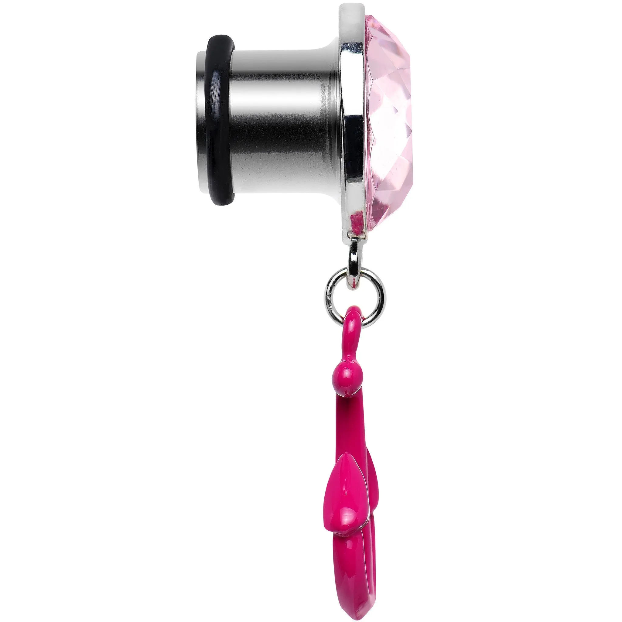 00 Gauge Pink Dangling Anchor Steel Plug