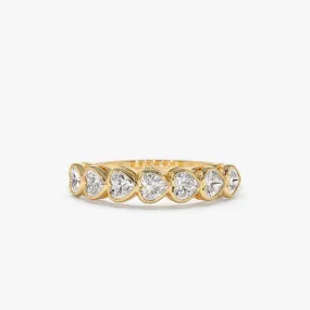 14k Heart Shape Horizontal Bezel Setting Diamond Ring
