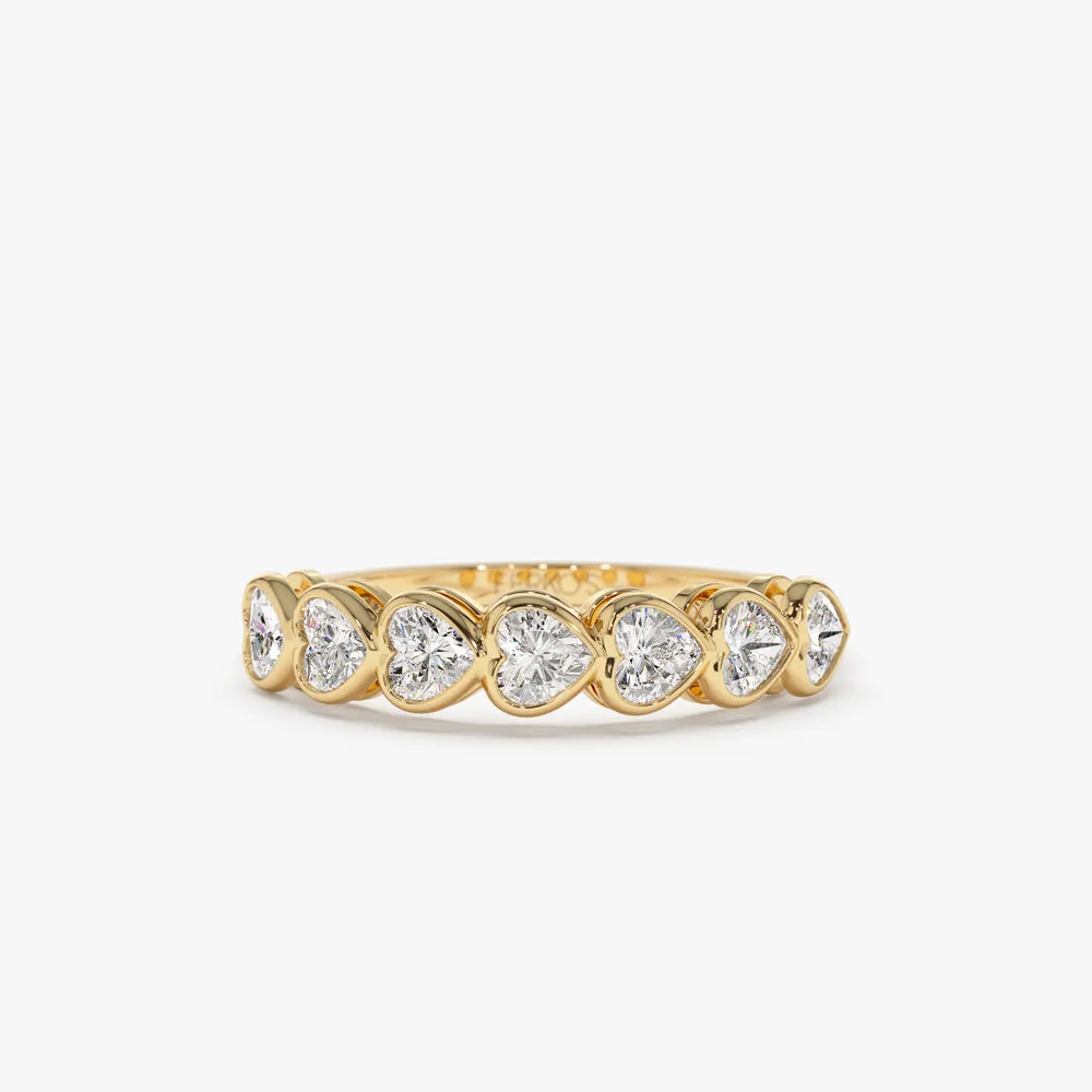 14k Heart Shape Horizontal Bezel Setting Diamond Ring