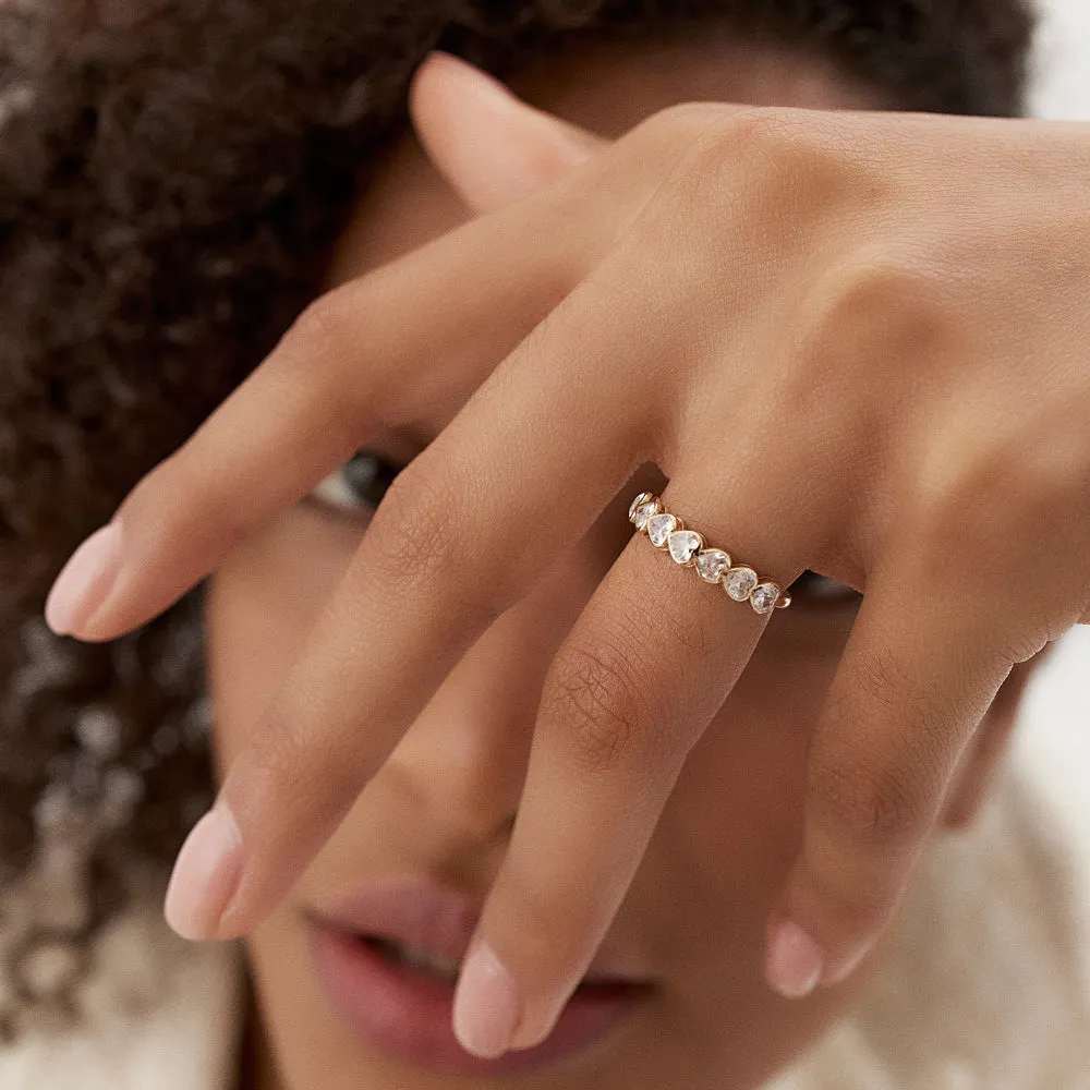 14k Heart Shape Horizontal Bezel Setting Diamond Ring
