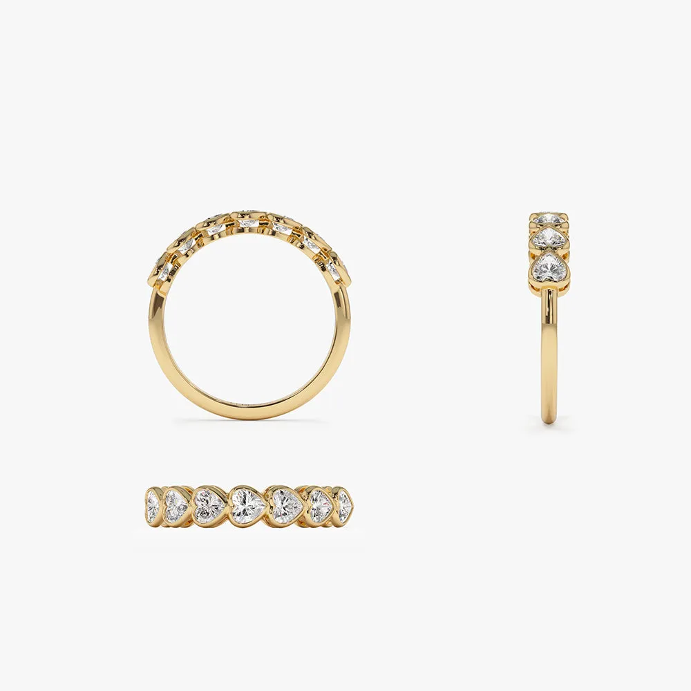 14k Heart Shape Horizontal Bezel Setting Diamond Ring