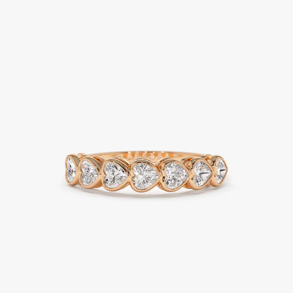 14k Heart Shape Horizontal Bezel Setting Diamond Ring