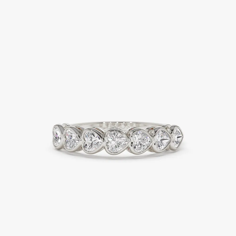 14k Heart Shape Horizontal Bezel Setting Diamond Ring