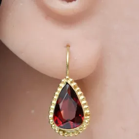 14k Teardrop Garnet Earrings