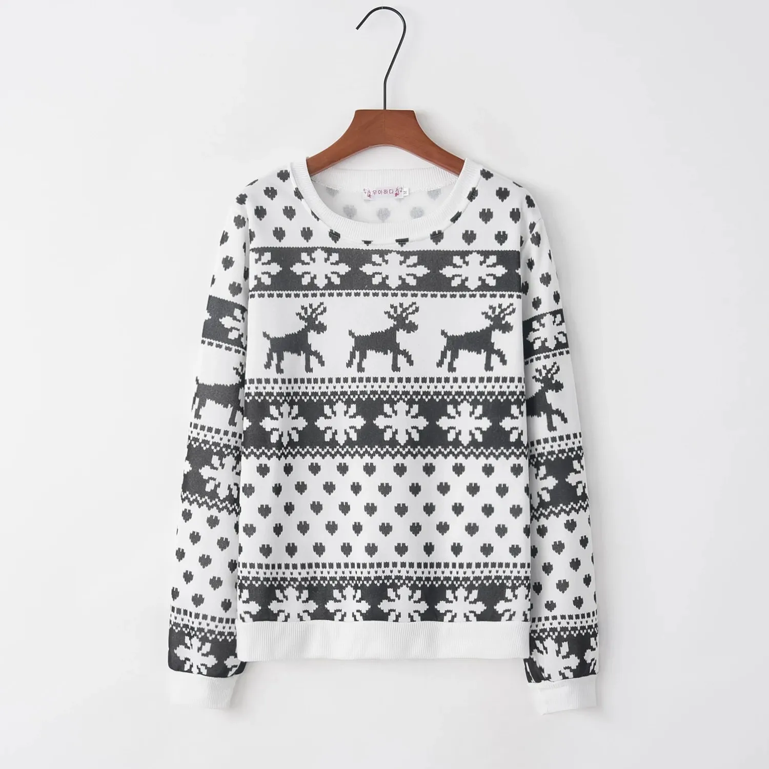 2023 Autumn/winter New European and American Foreign Trade Hoodie Cartoon Deer Print Christmas Round Neck Long Sleeved Hoodie