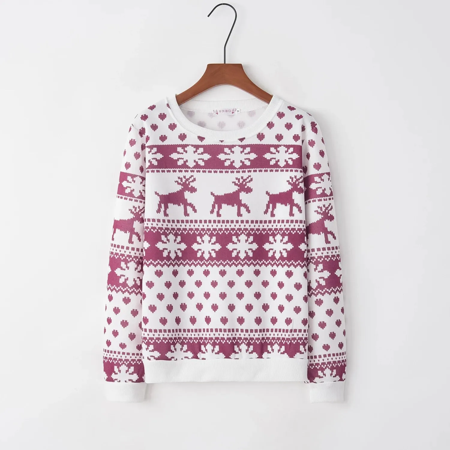 2023 Autumn/winter New European and American Foreign Trade Hoodie Cartoon Deer Print Christmas Round Neck Long Sleeved Hoodie