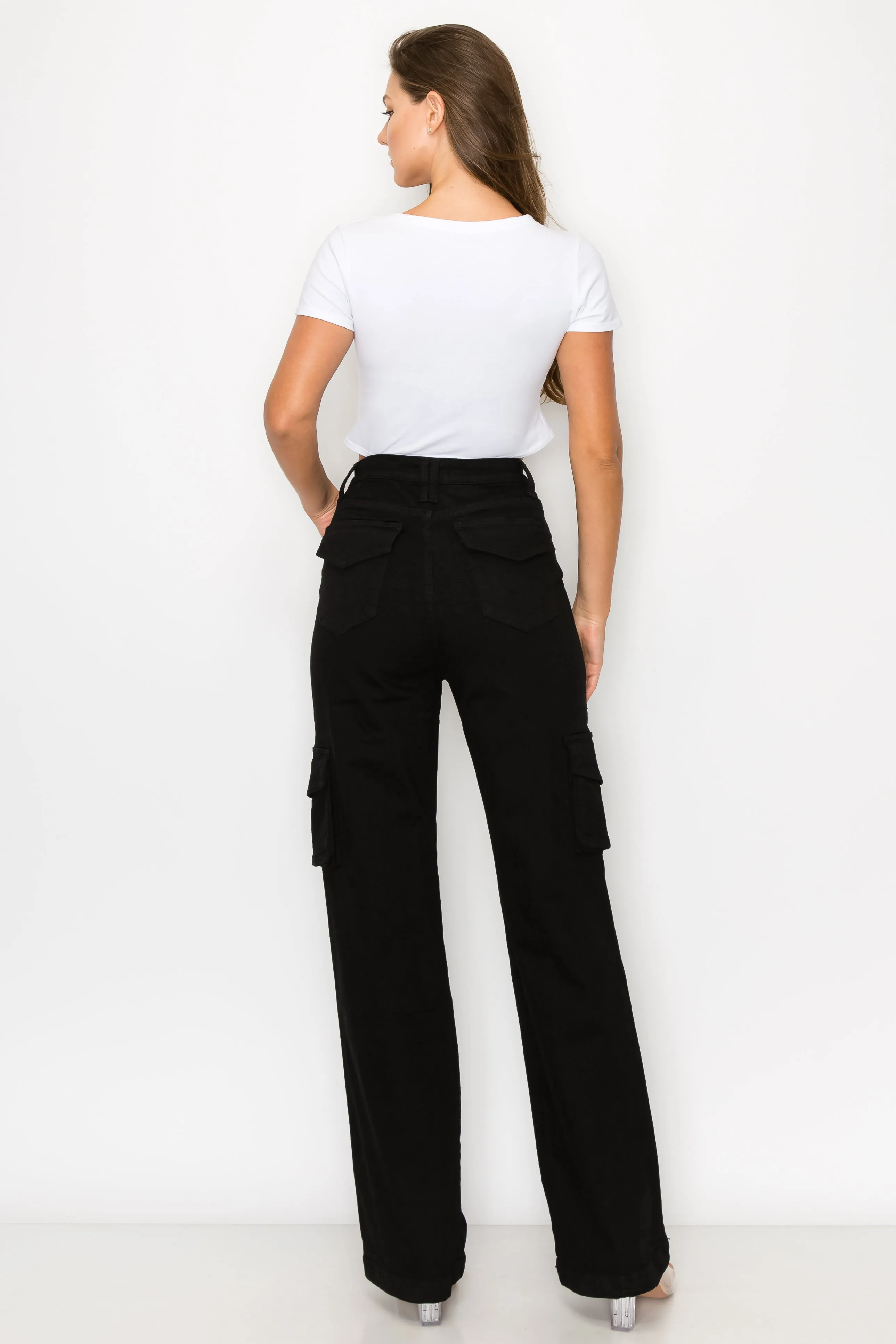 4890 Women's Cargo Pants High Waisted Ripped Straight Jeans