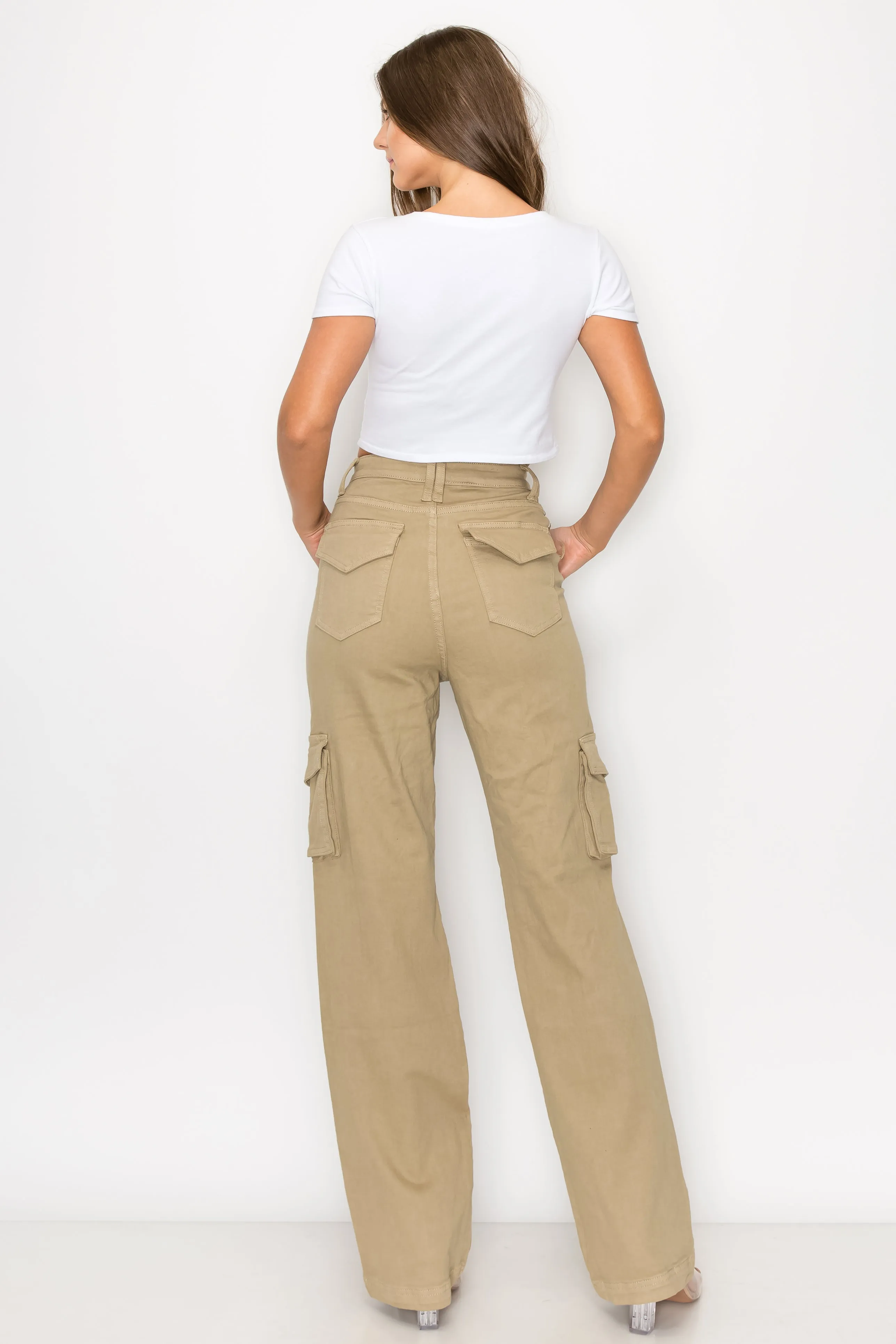 4890 Women's Cargo Pants High Waisted Ripped Straight Jeans