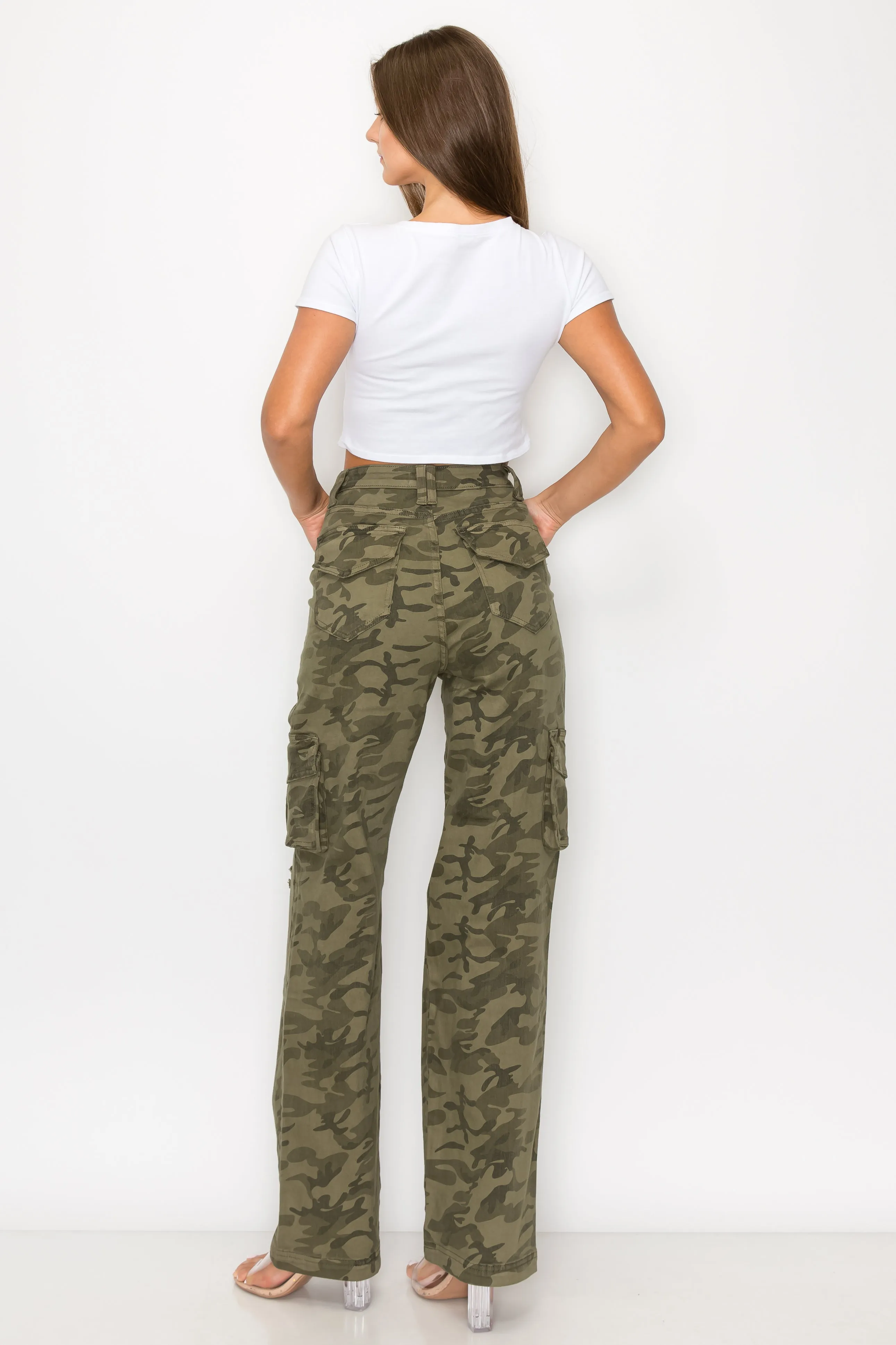 4890 Women's Cargo Pants High Waisted Ripped Straight Jeans