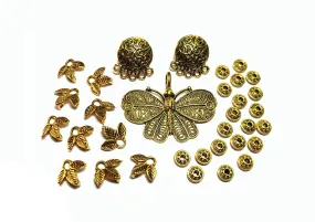 Antique Golden Pendant, Charms, Studs & Beads Combo