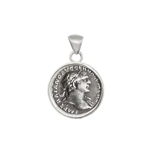 Authentic Ancient Roman Silver Coin 2nd Cent. AD Pendant depicting Emperor Trajan