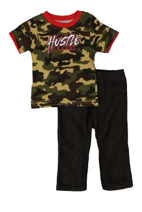 Baby Boys 12-24M Camo Hustle Graphic Tee and Jeans