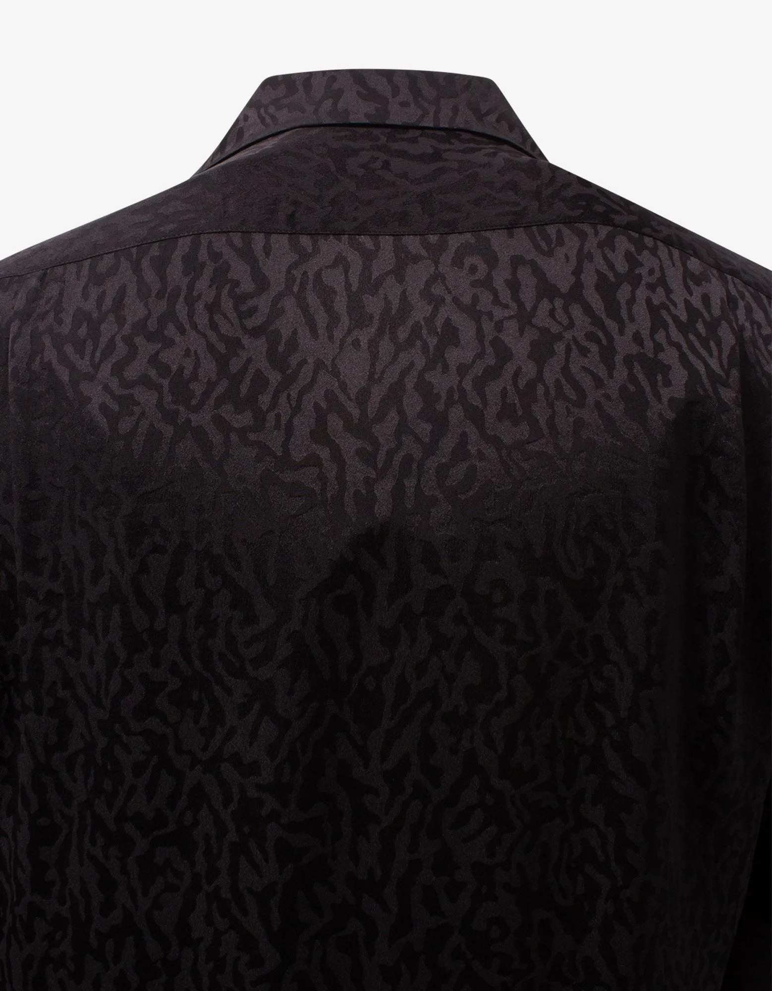 Black Camo Jacquard Silk Shirt