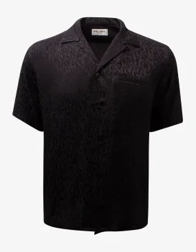 Black Camo Jacquard Silk Shirt