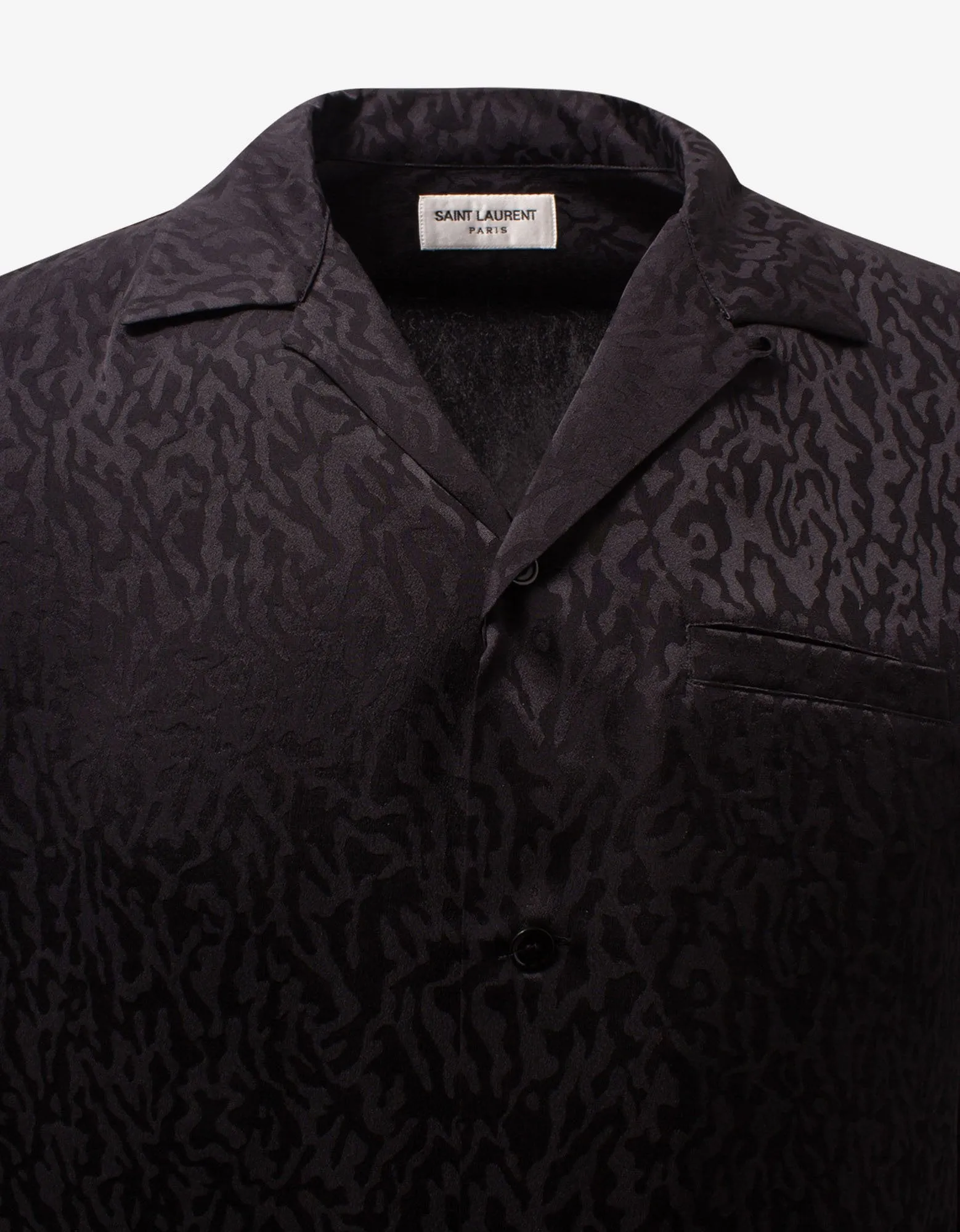 Black Camo Jacquard Silk Shirt