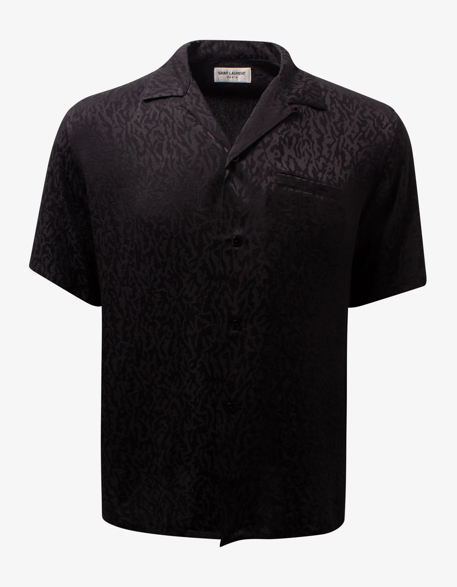 Black Camo Jacquard Silk Shirt