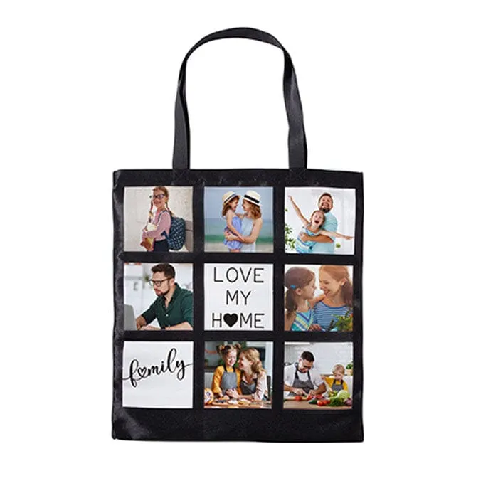 Black Frame Photo Collage Personalized Tote Bag | Double Sided Custom Print