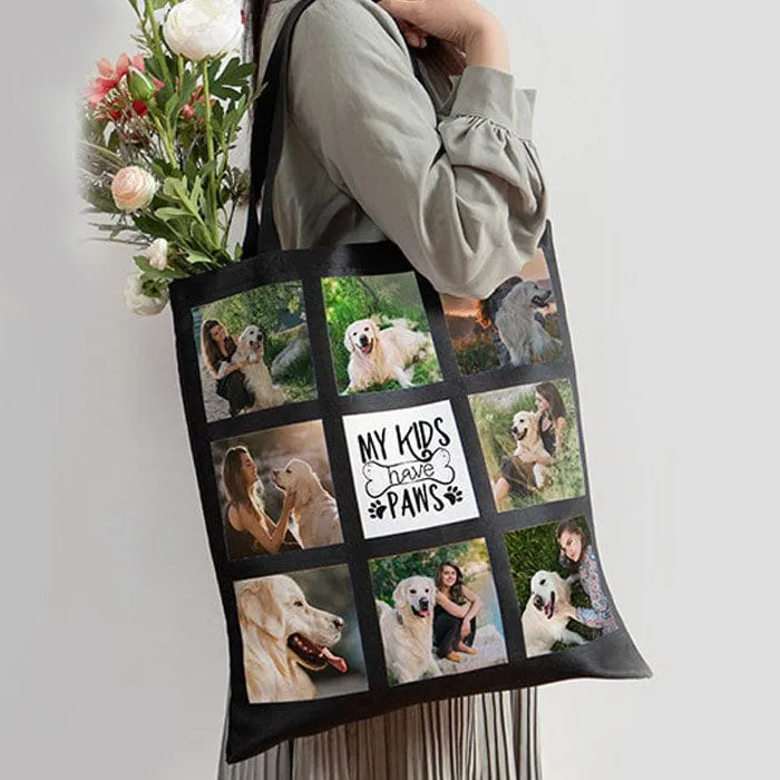 Black Frame Photo Collage Personalized Tote Bag | Double Sided Custom Print