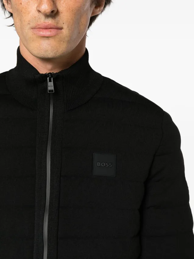 BOSS rubberised-logo quilted puffer jacket