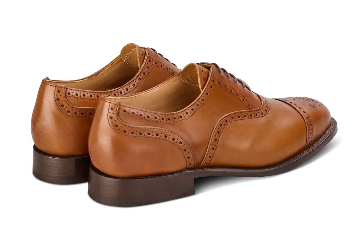 Cambridge JS9518 Brogue Toecap Oxford City Shoe - Beechnut (Multiple Width Fittings)