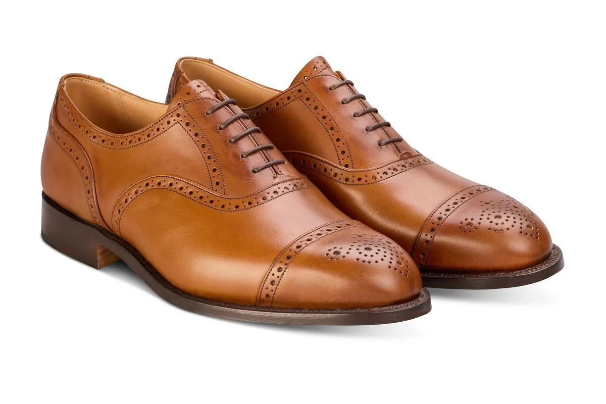 Cambridge JS9518 Brogue Toecap Oxford City Shoe - Beechnut (Multiple Width Fittings)