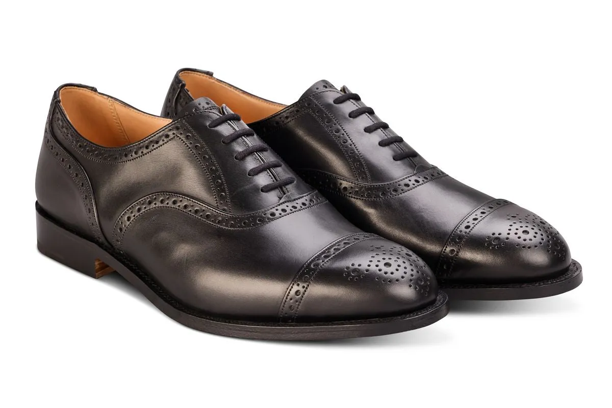 Cambridge JS9518 Brogue Toecap Oxford City Shoe - Black (Multiple Width Fittings)