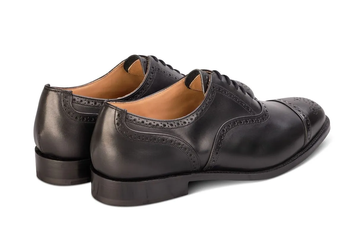 Cambridge JS9518 Brogue Toecap Oxford City Shoe - Black (Multiple Width Fittings)
