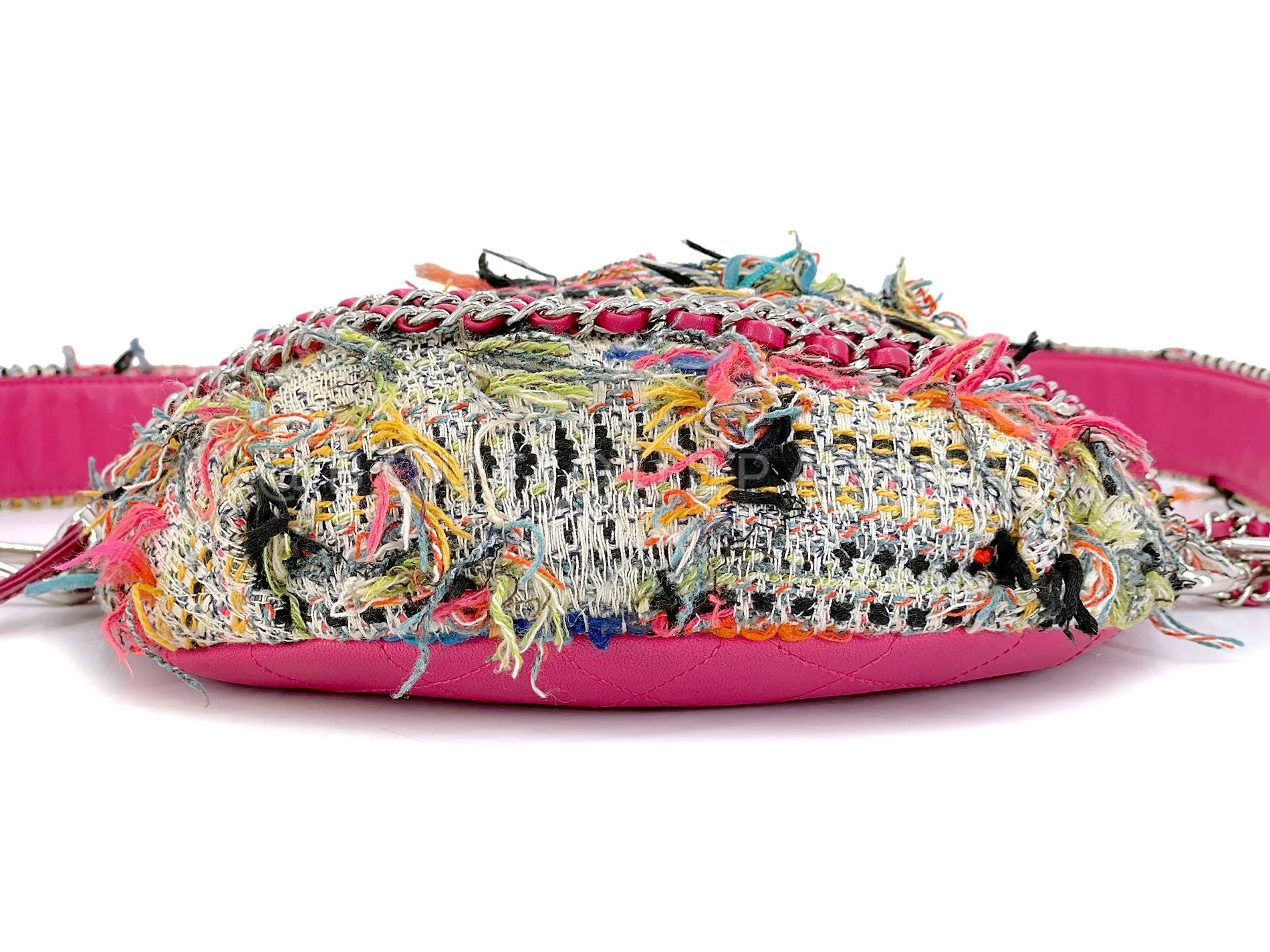 Chanel 2017 Tweed Convertible Fanny Pack Bag Pink Multicolor SHW 0W6