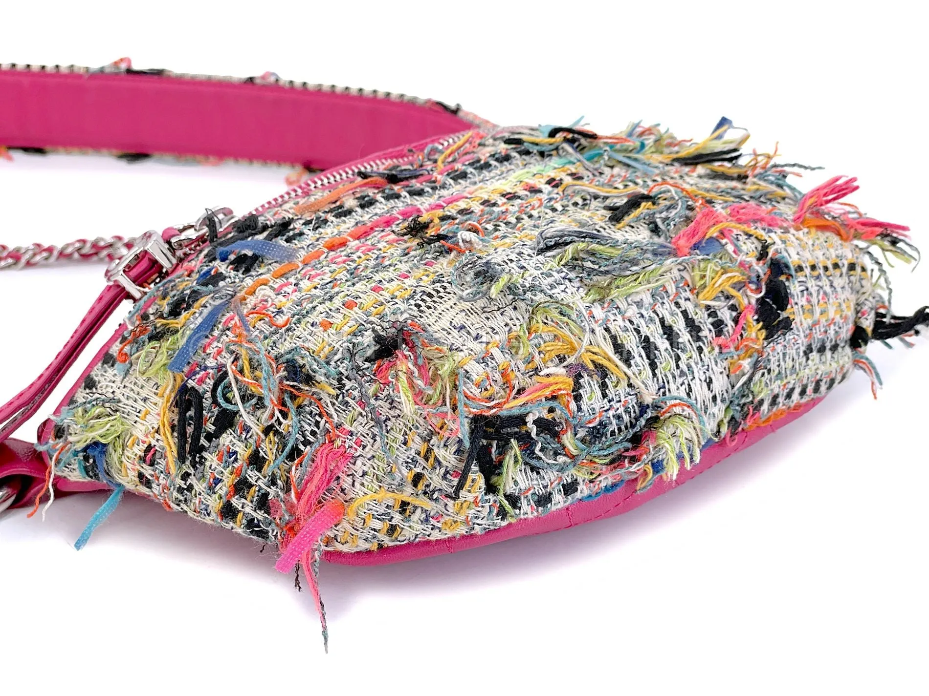 Chanel 2017 Tweed Convertible Fanny Pack Bag Pink Multicolor SHW 0W6