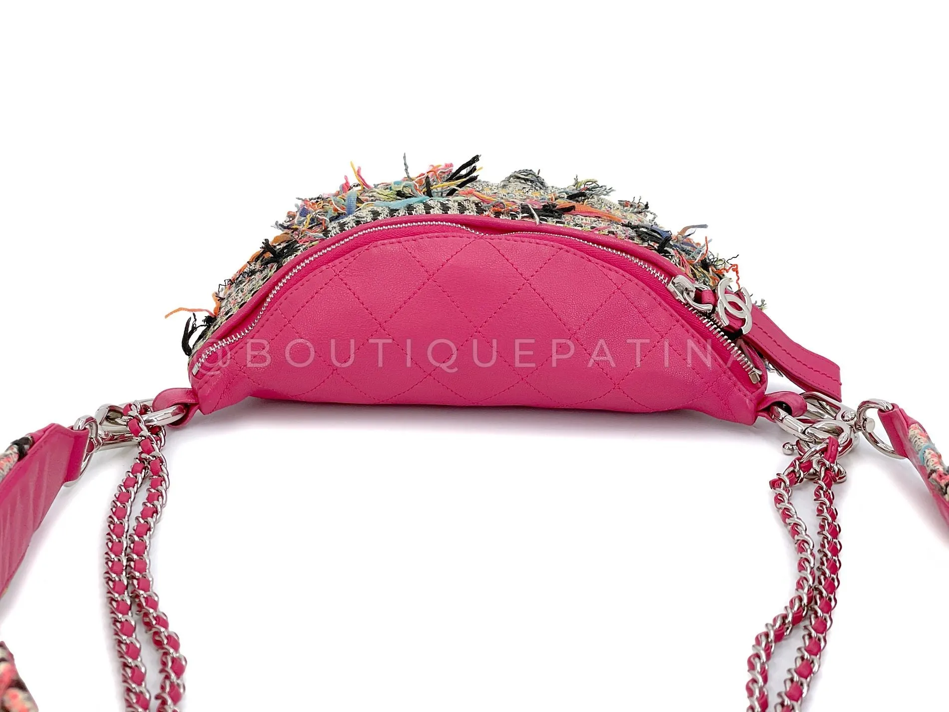 Chanel 2017 Tweed Convertible Fanny Pack Bag Pink Multicolor SHW 0W6