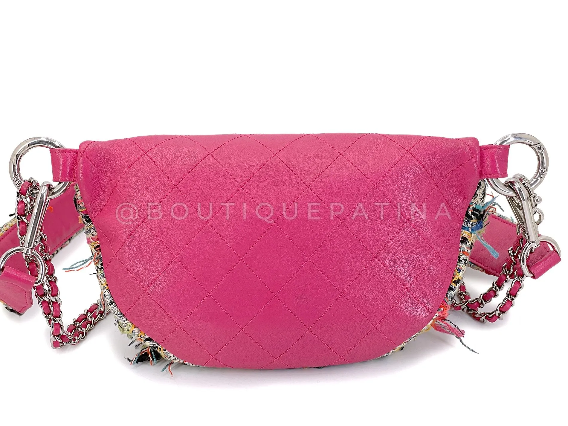 Chanel 2017 Tweed Convertible Fanny Pack Bag Pink Multicolor SHW 0W6