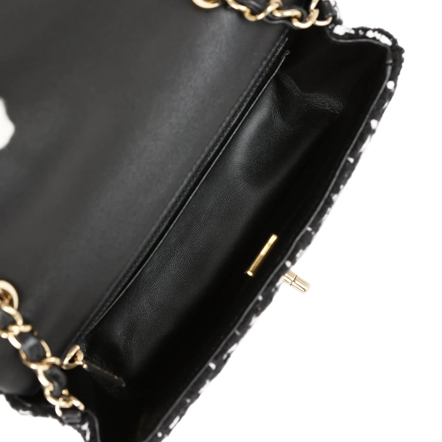 Chanel Mini Classic Rectangular Flap Black and White Tweed Gold Hardware