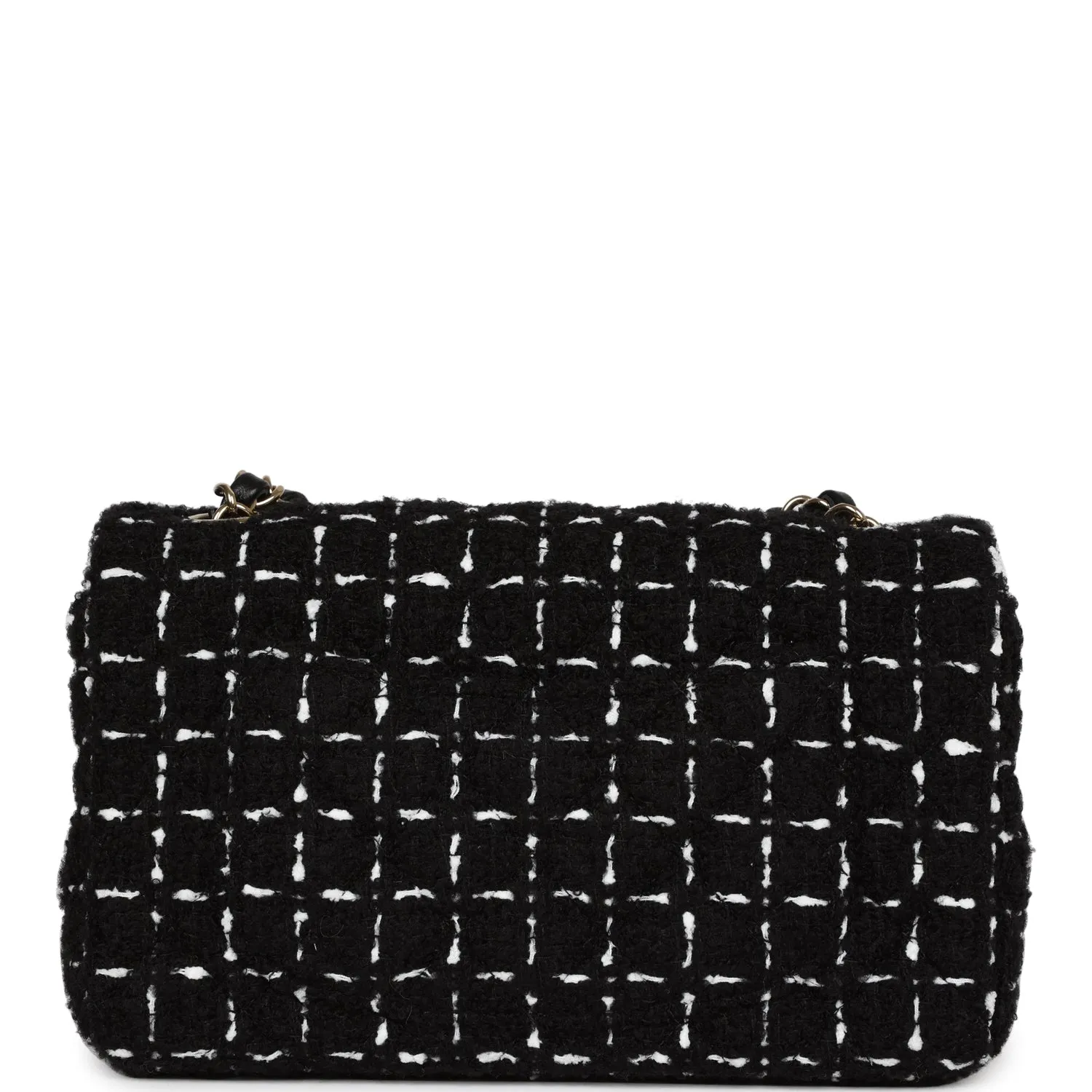 Chanel Mini Classic Rectangular Flap Black and White Tweed Gold Hardware