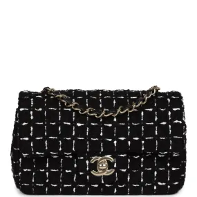 Chanel Mini Classic Rectangular Flap Black and White Tweed Gold Hardware