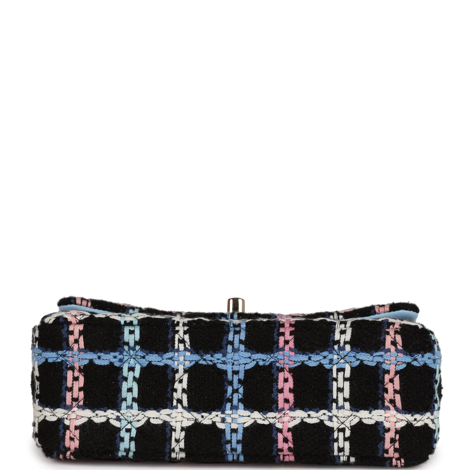 Chanel Mini Rectangular Flap Bag Black Multicolor Tweed Light Gold Hardware