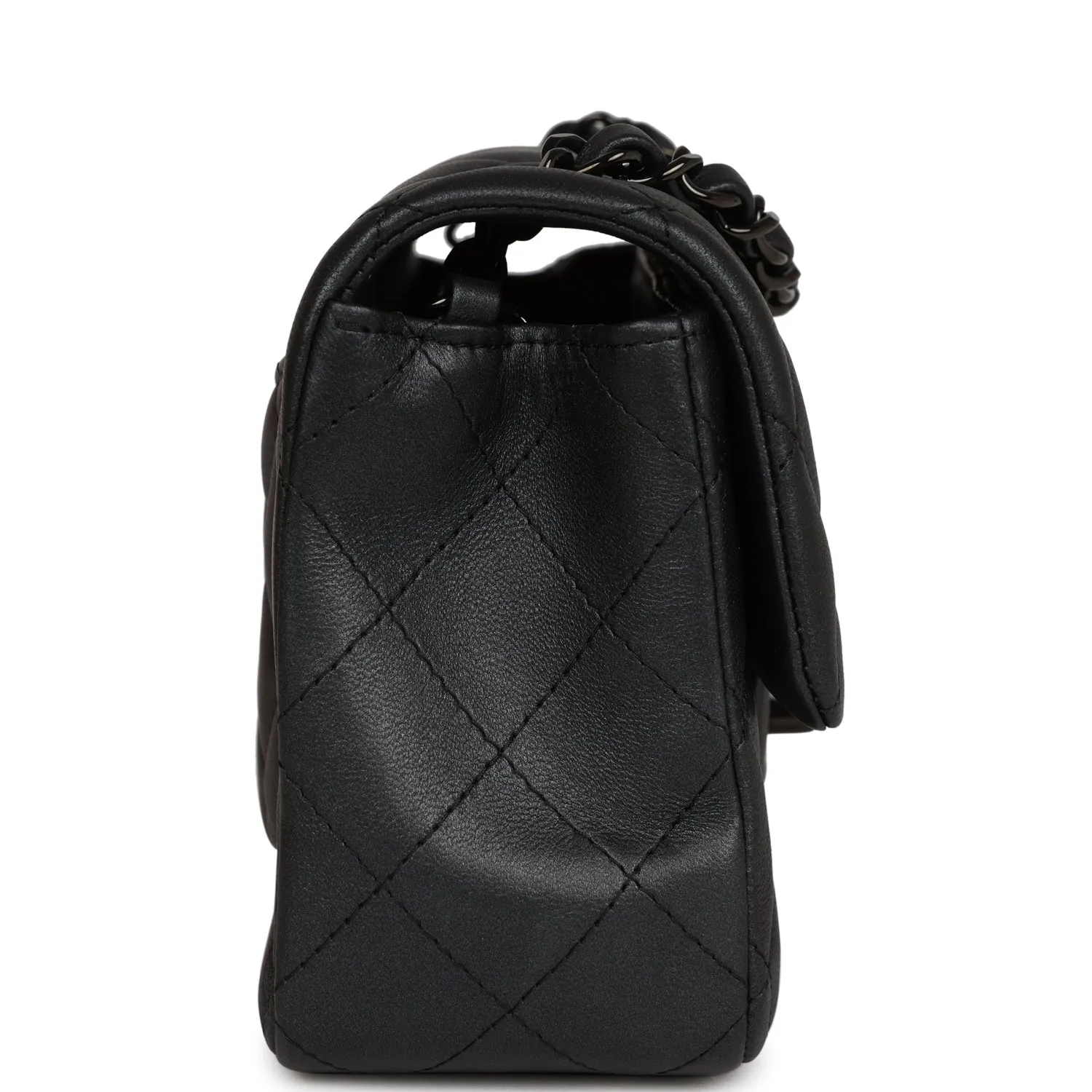 Chanel Mini Rectangular Flap So Black Iridescent Lambskin Black Hardware