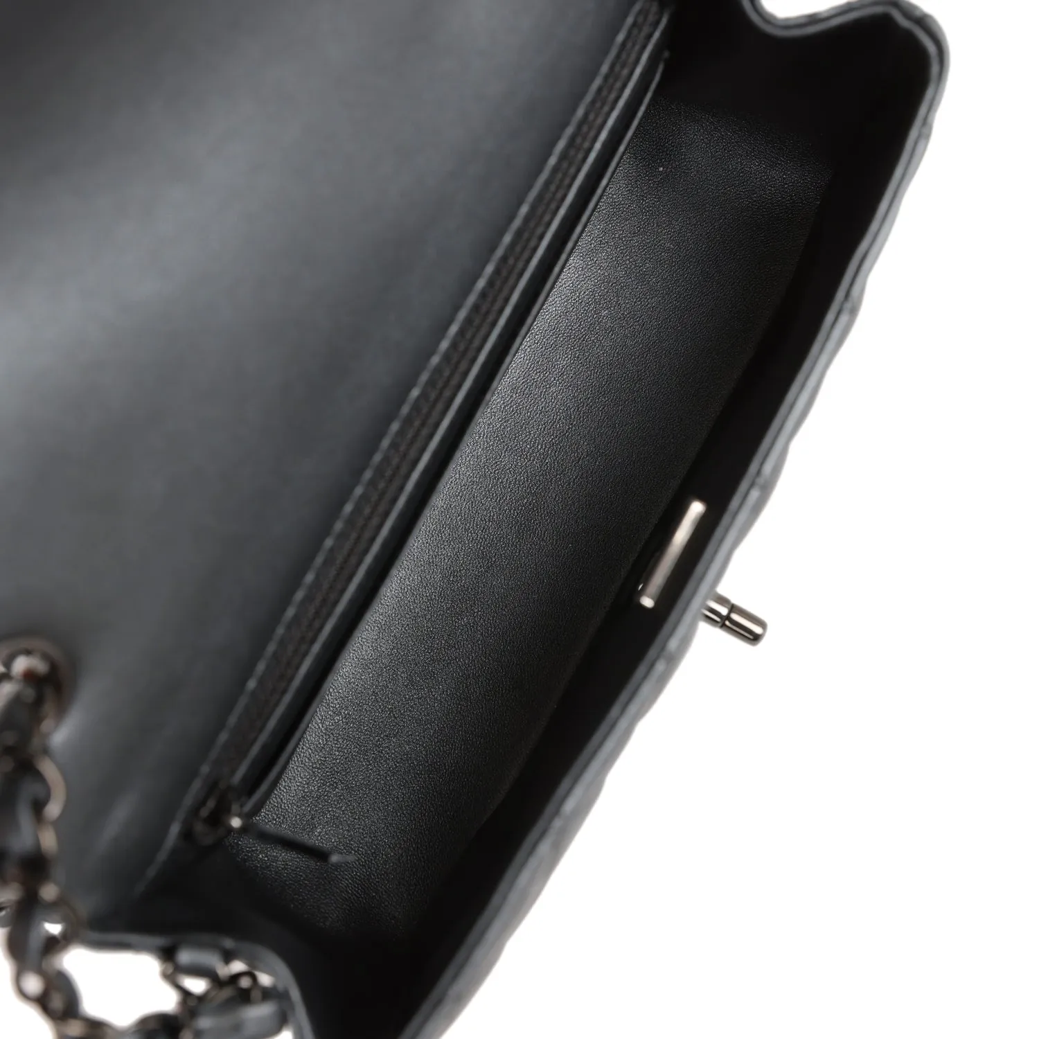 Chanel Mini Rectangular Flap So Black Iridescent Lambskin Black Hardware