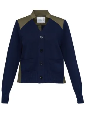 Cotton Gabardine x Knit Cardigan