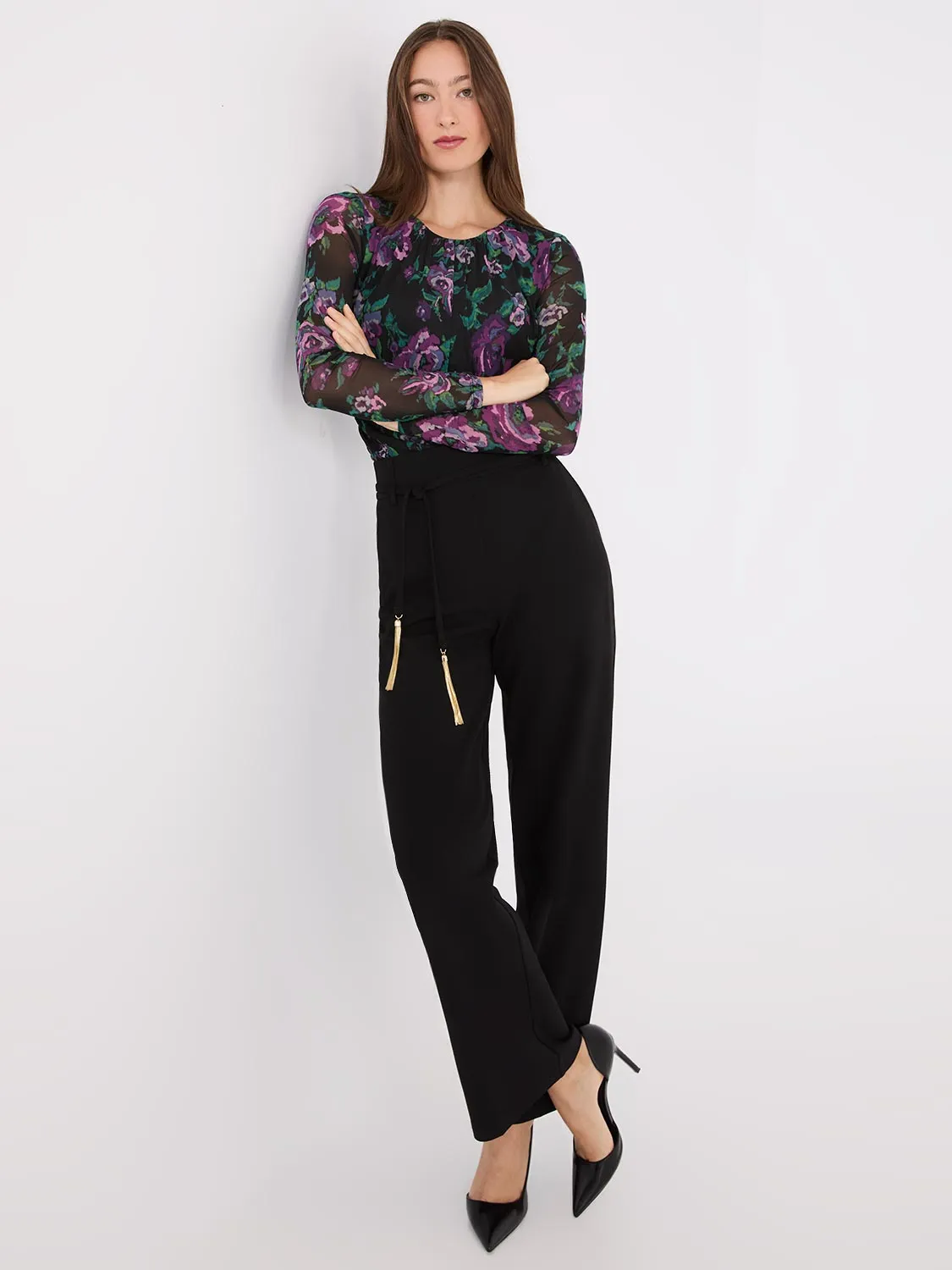 Crepe Pants With Sash