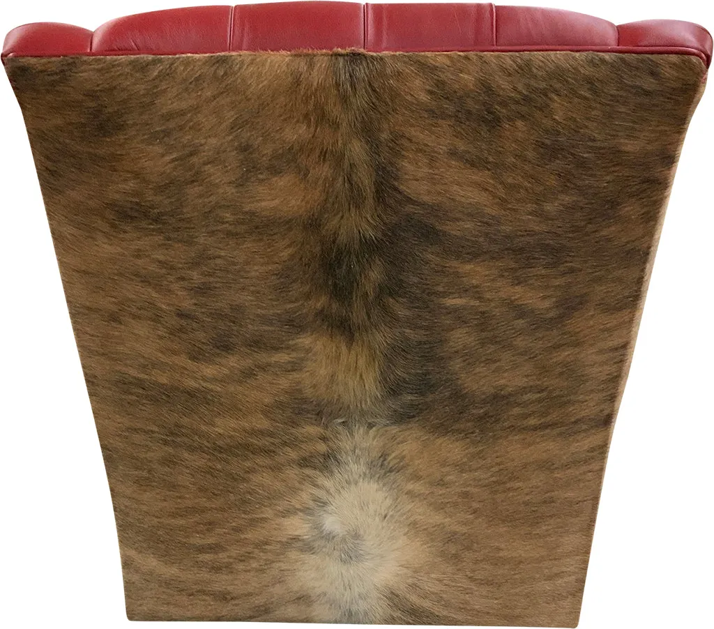 Crimson Red Tufted Tallback Croco Swivel Glider