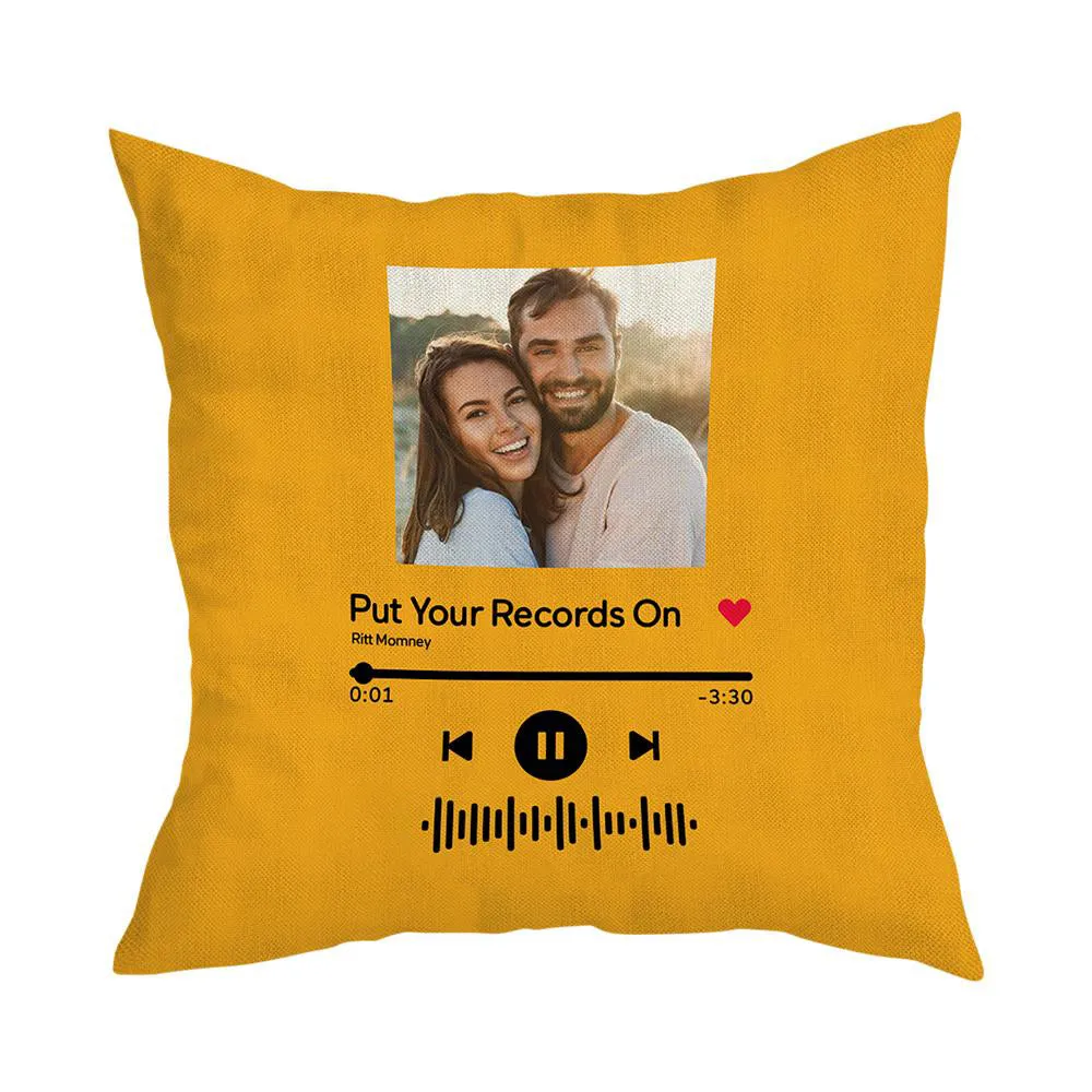 Custom Photo Pillow Cover Scannable Code Music Song Pillow