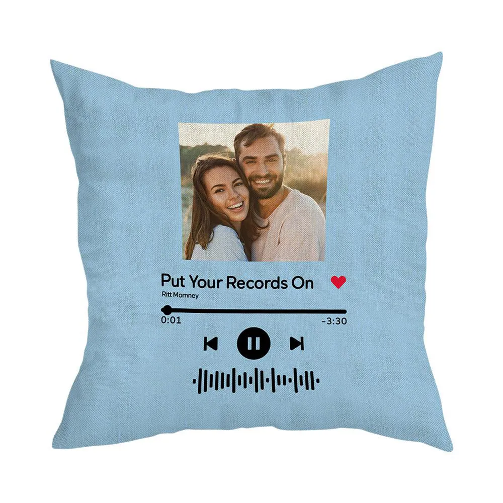 Custom Photo Pillow Cover Scannable Code Music Song Pillow