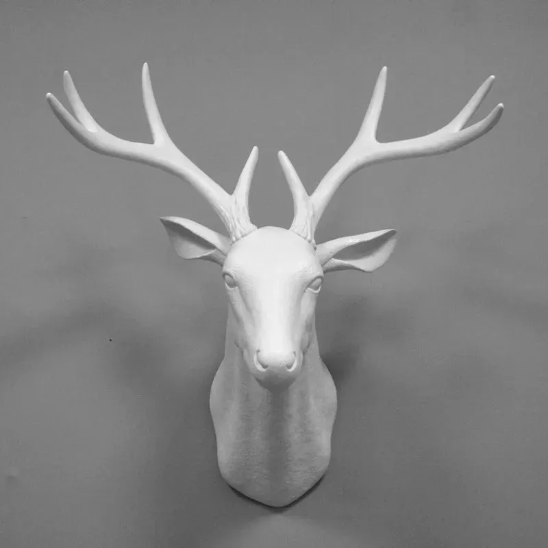 Deer Head Wall Art Animal Head Art Decor White Fake.