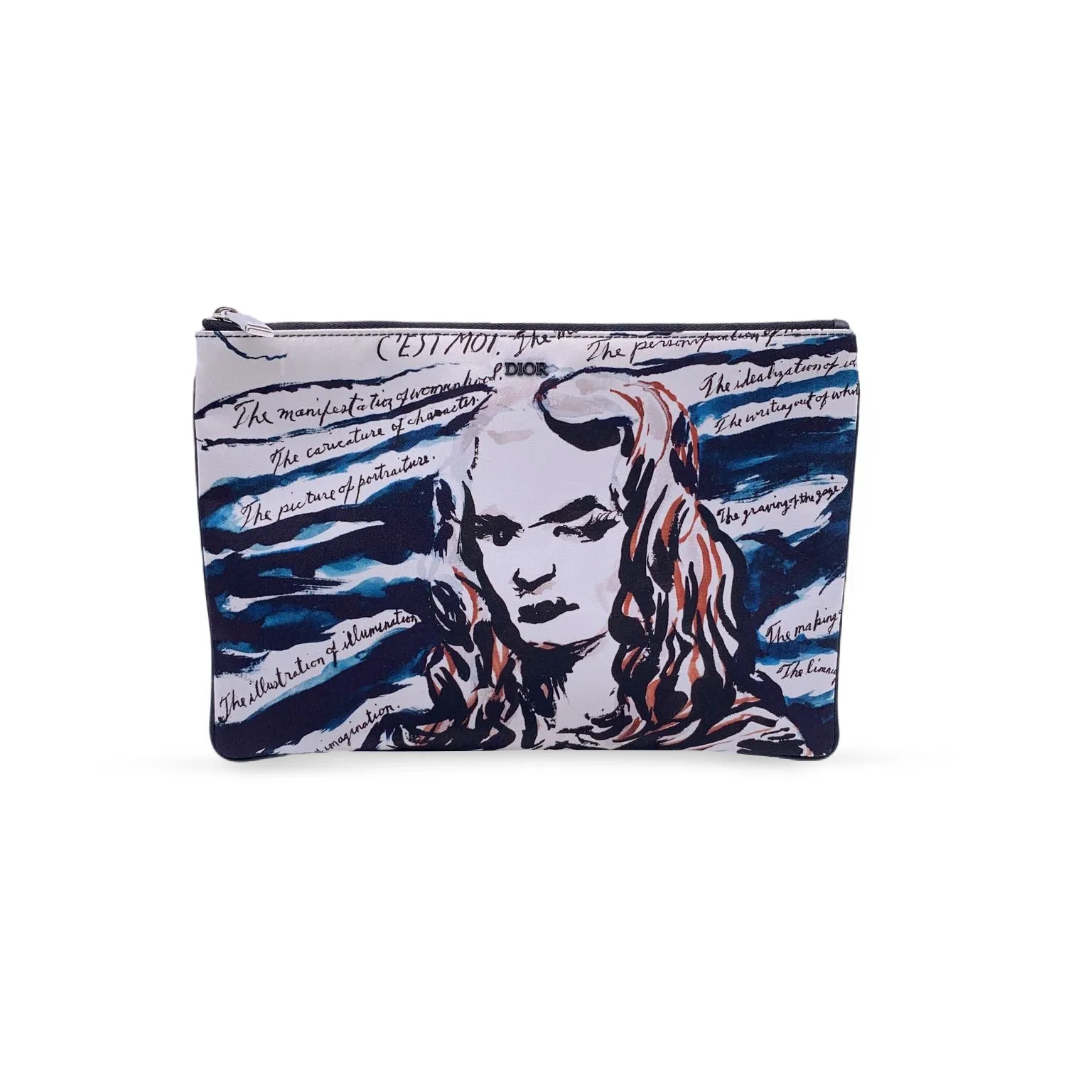 Dior x Raymond Pettibon Multicolor Nylon Zip Pouch Bag Pochette