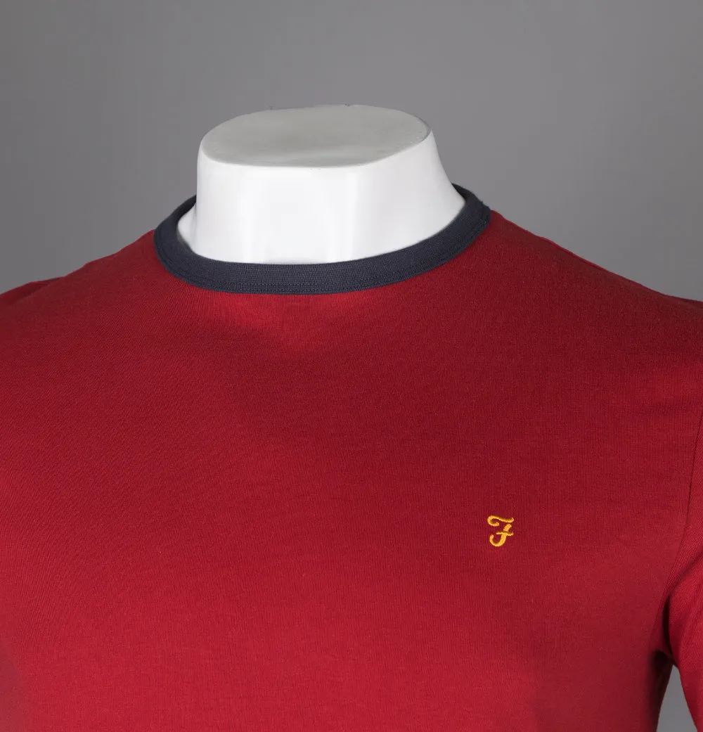 Farah Groves Ringer T-Shirt Vermillion
