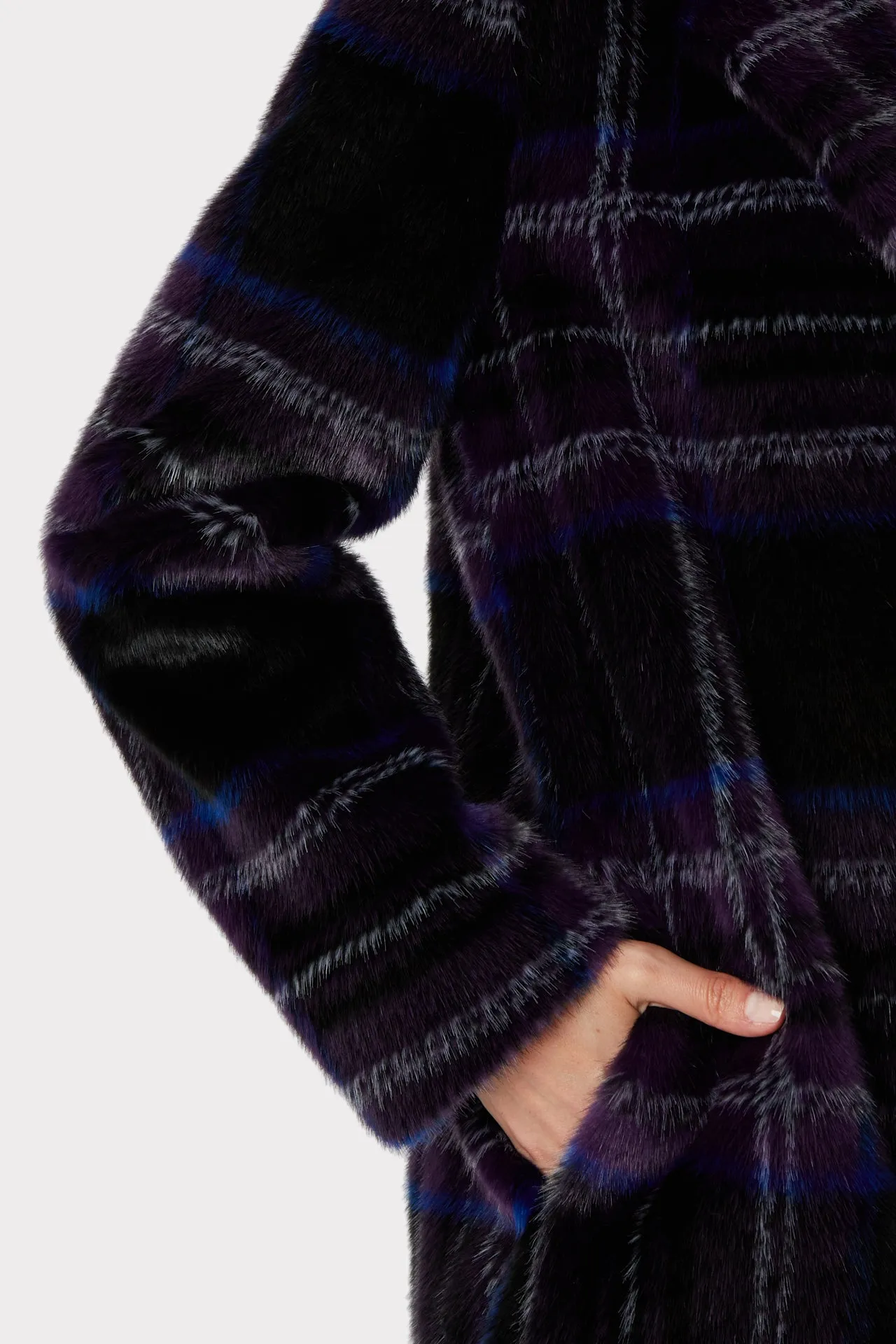 Faux Fur Window Pane Coat