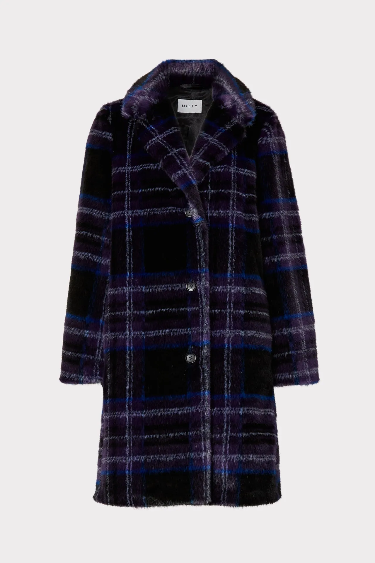 Faux Fur Window Pane Coat