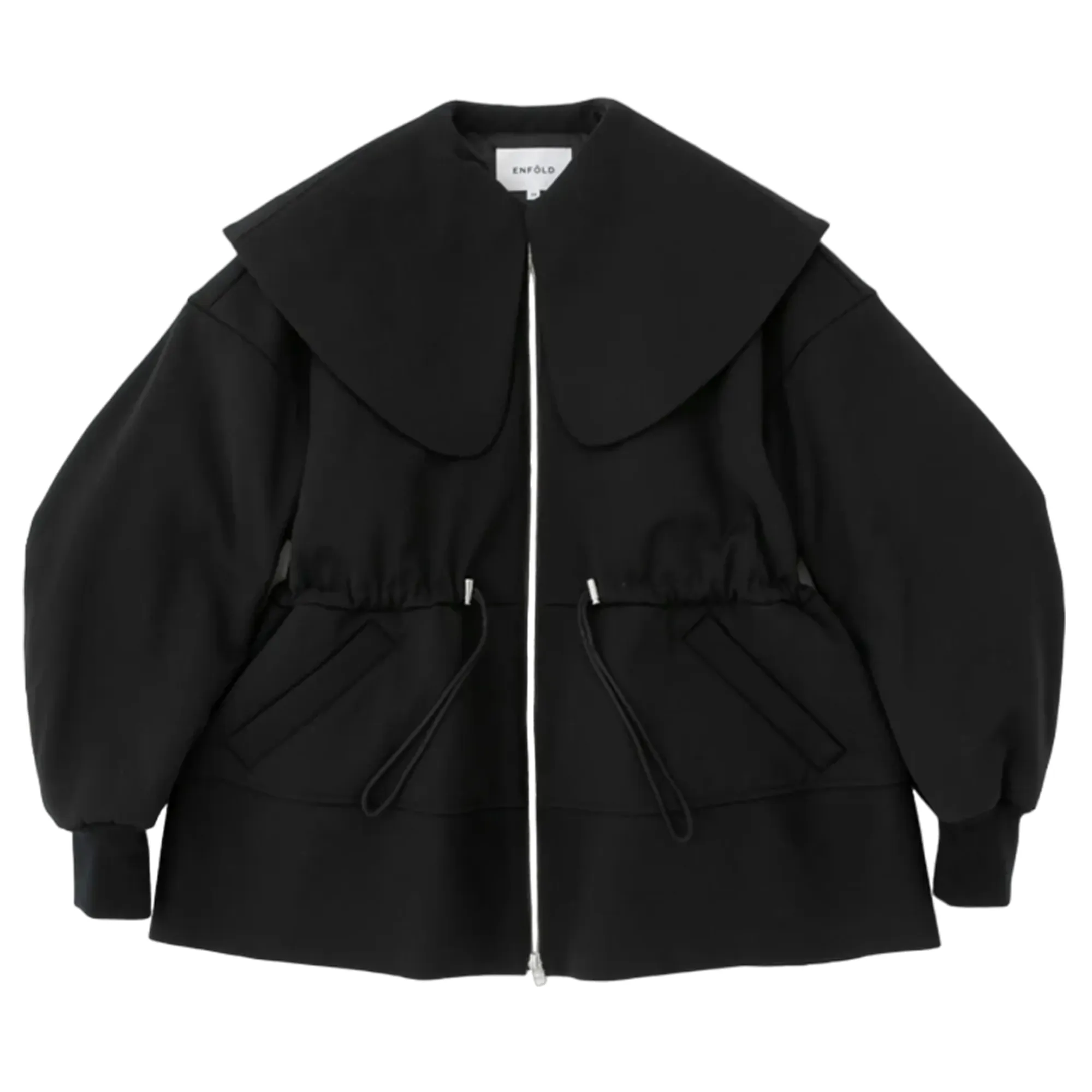 Glen Check Big Collar Peplum Jacket