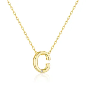 Gold Plated Initial Necklace Letter C Created with Zircondia® Crystals