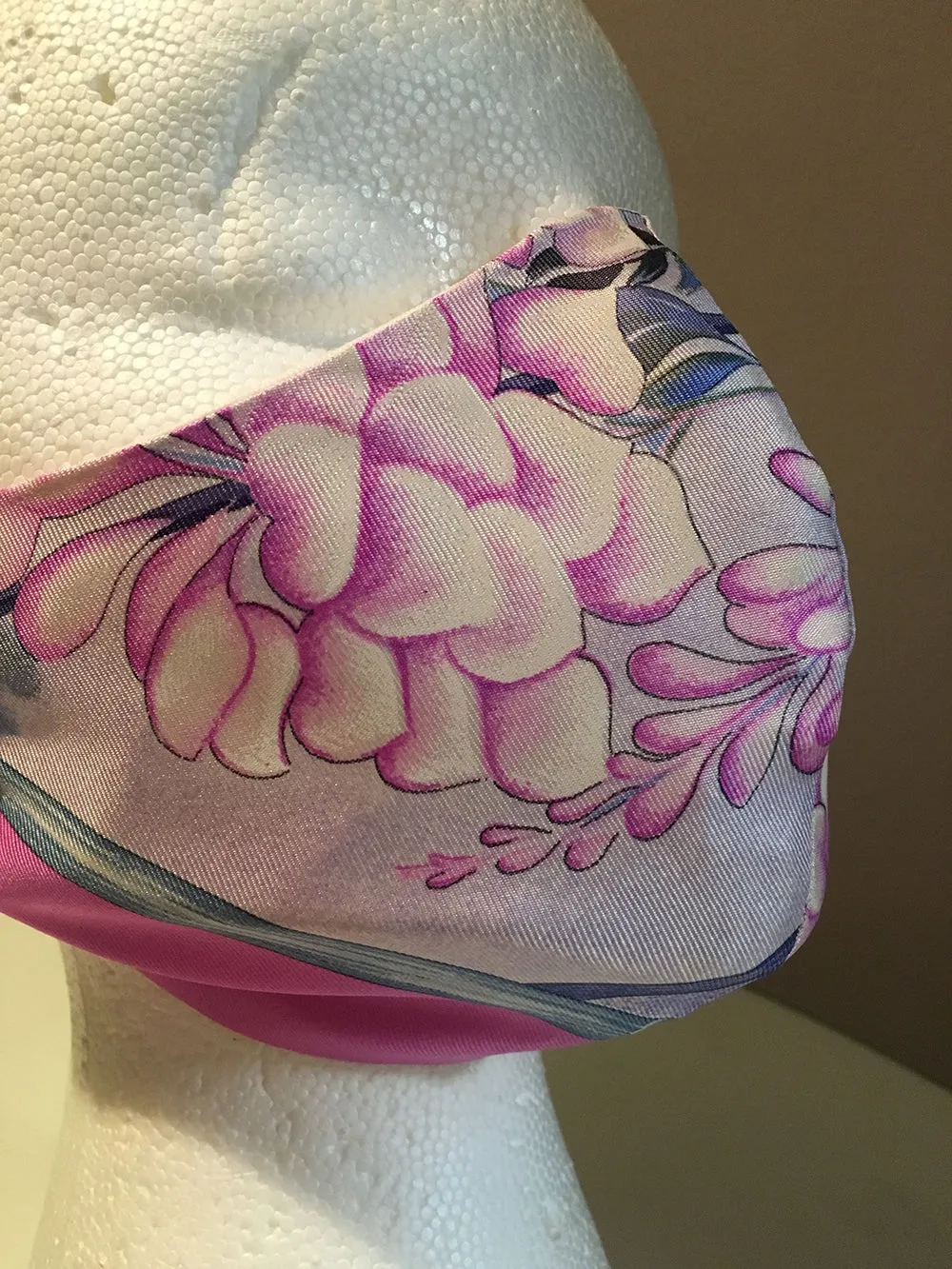 Hermes Vintage Handmade Giverny Silk Scarf Face Mask